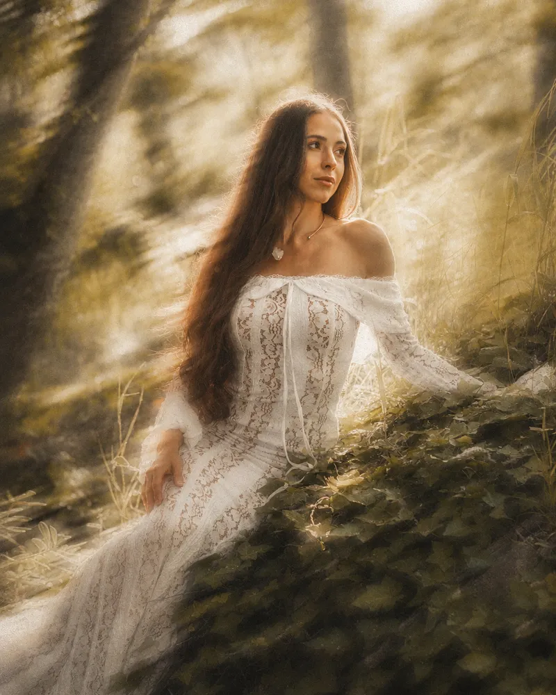 Mayra leaning back in the light